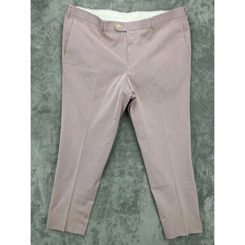 Knot Standard Mens Dress Pants 42x30 Red/White Pinstripe Flat Front Wool Tapered